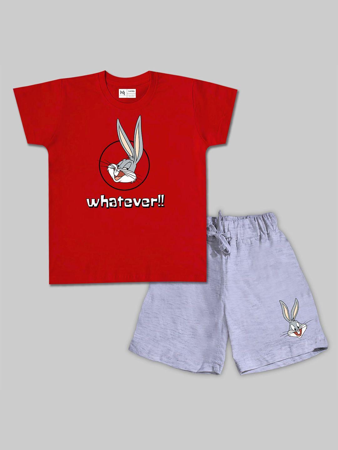 minute mirth boys looney tunes printed pure cotton t-shirt with shorts