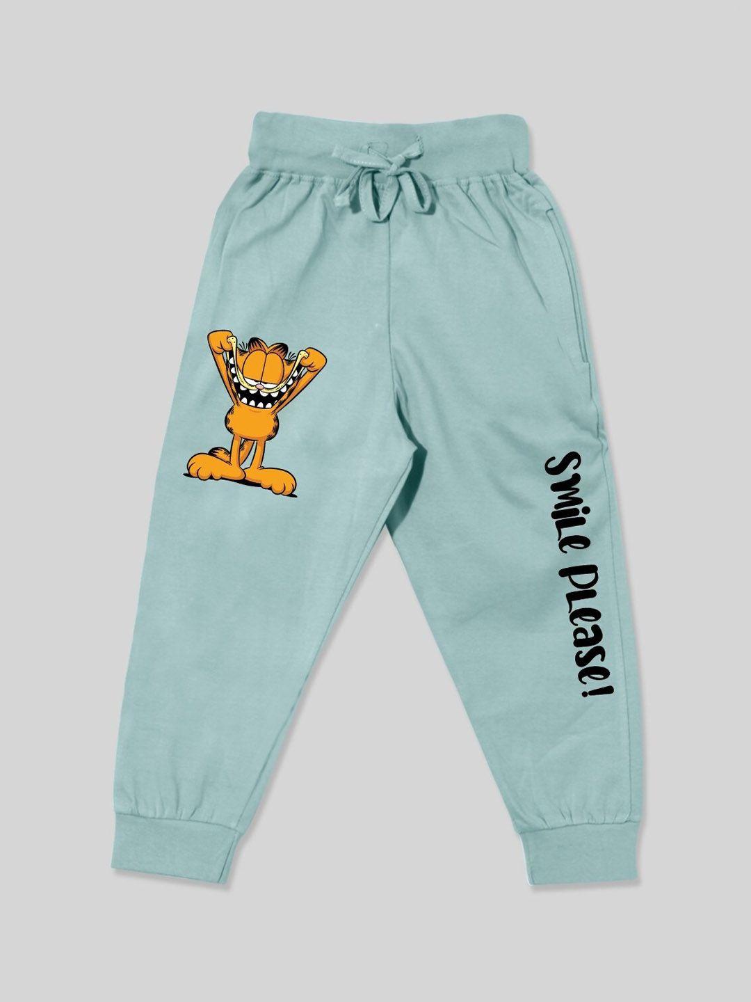 minute mirth boys mid rise graphic garfield printed cotton joggers