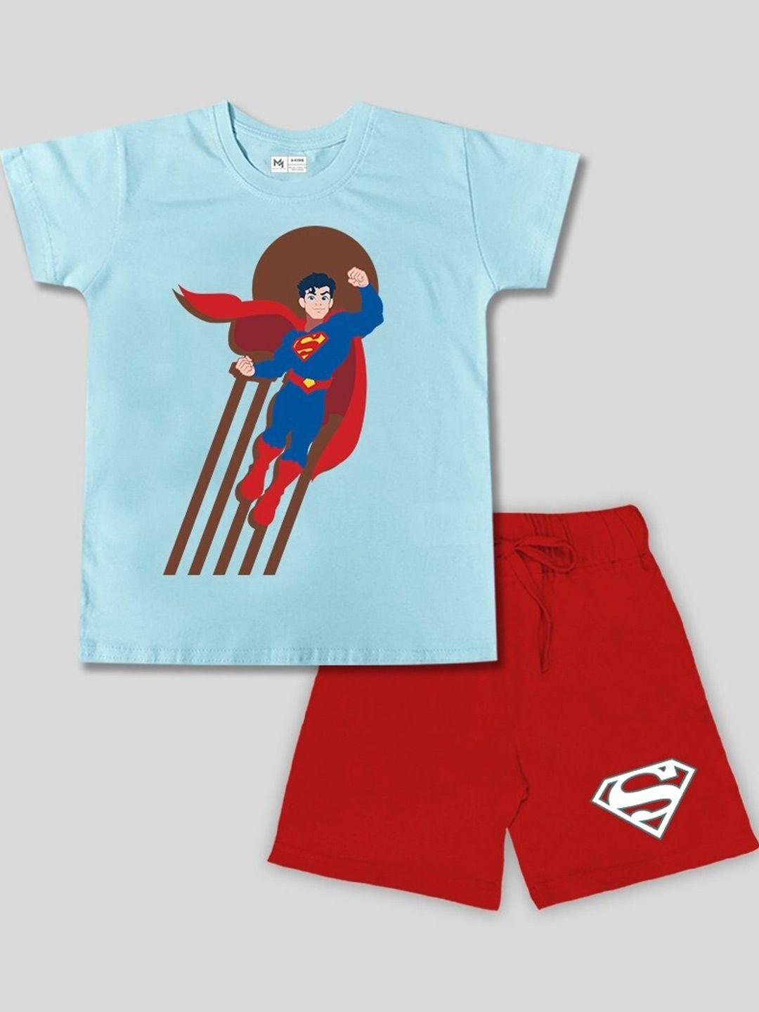 minute mirth boys superman printed pure cotton clothing set