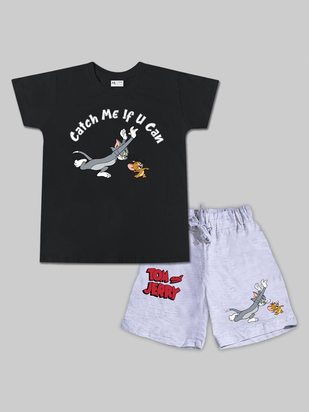minute mirth boys tom & jerry printed t-shirt with shorts