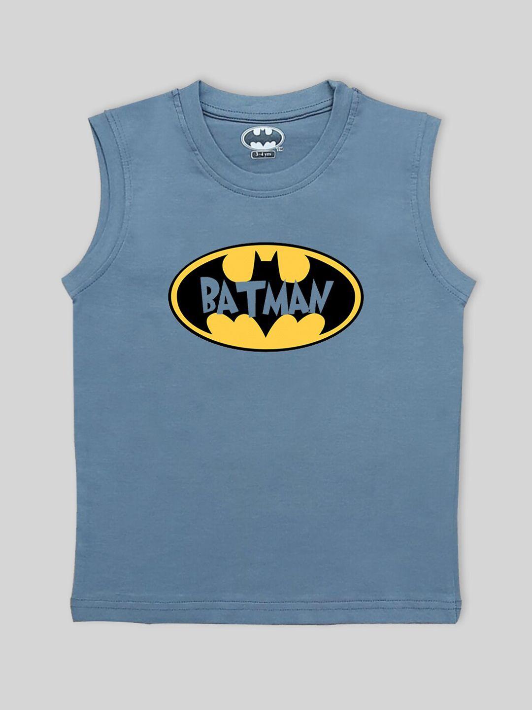 minute mirth boys batman printed round neck sleeveless pure cotton regular t-shirt