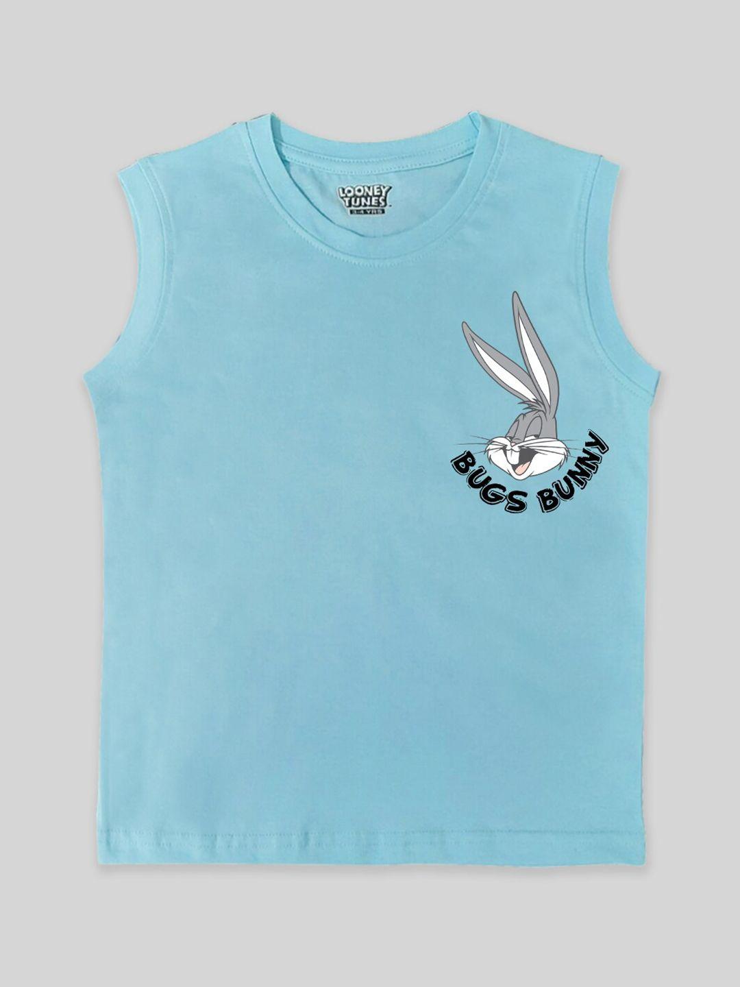 minute mirth boys bugs bunny printed round neck sleeveless pure cotton regular t-shirt