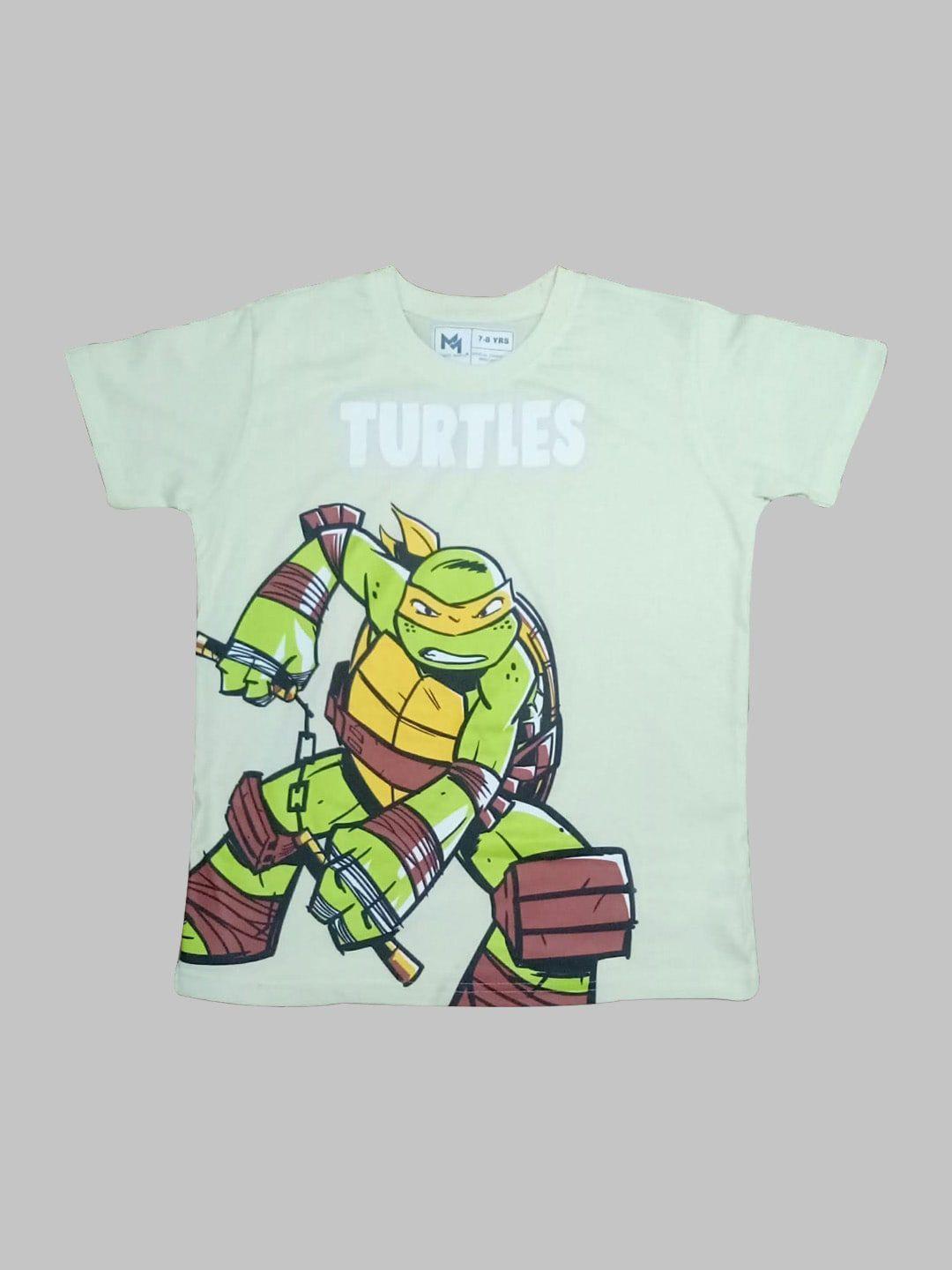 minute mirth boys mutant ninja turtles printed round neck pure cotton t-shirt