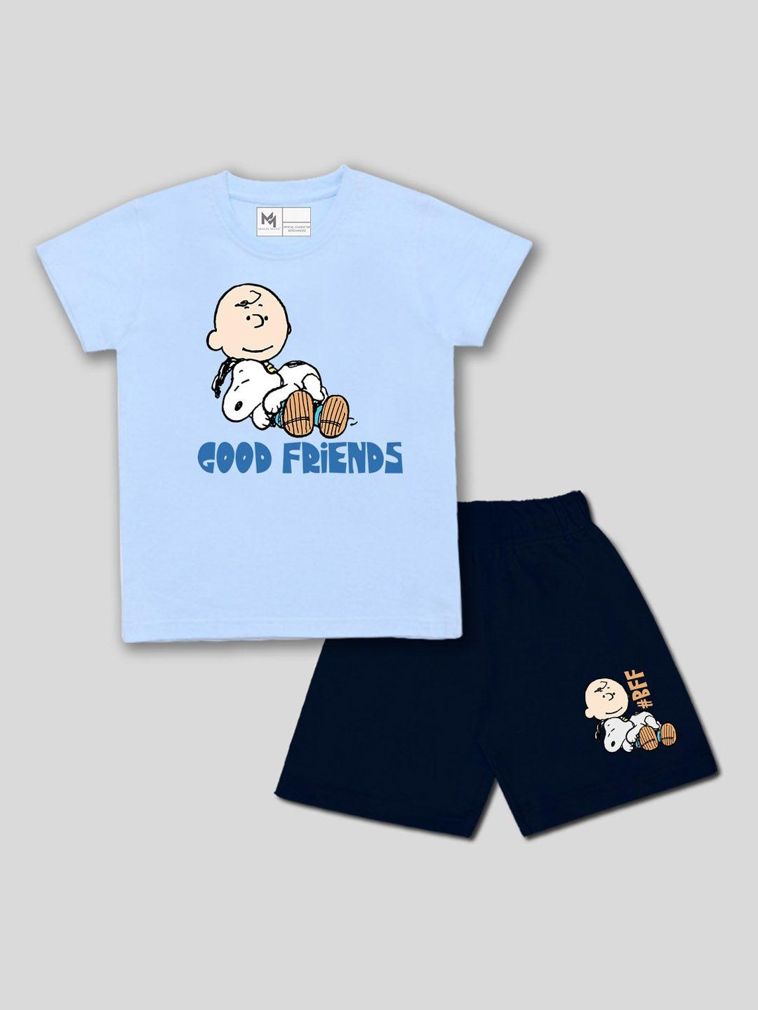 minute mirth boys peanuts printed pure cotton t-shirt with shorts