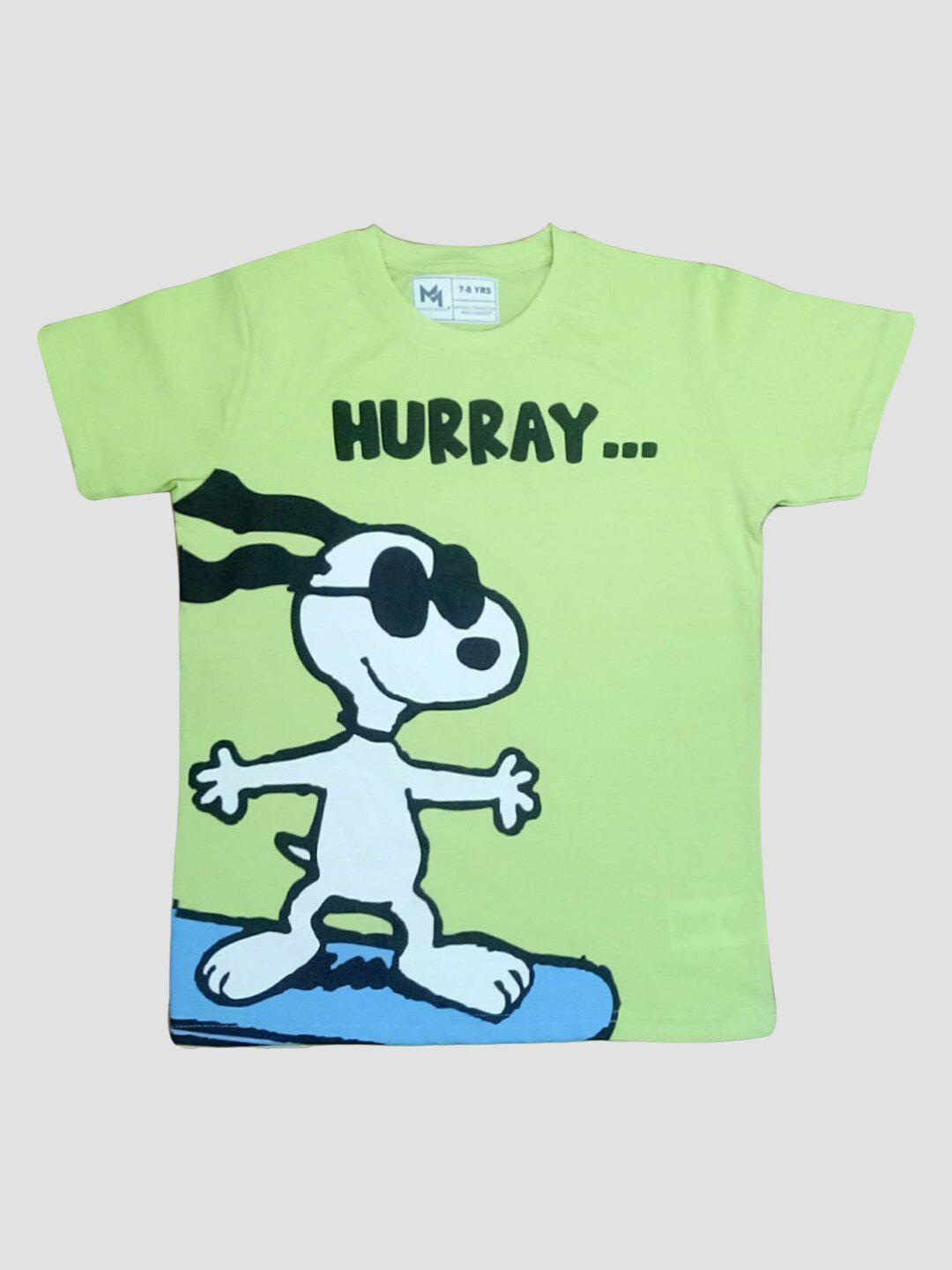 minute mirth boys snoopy printed round neck pure cotton t-shirt