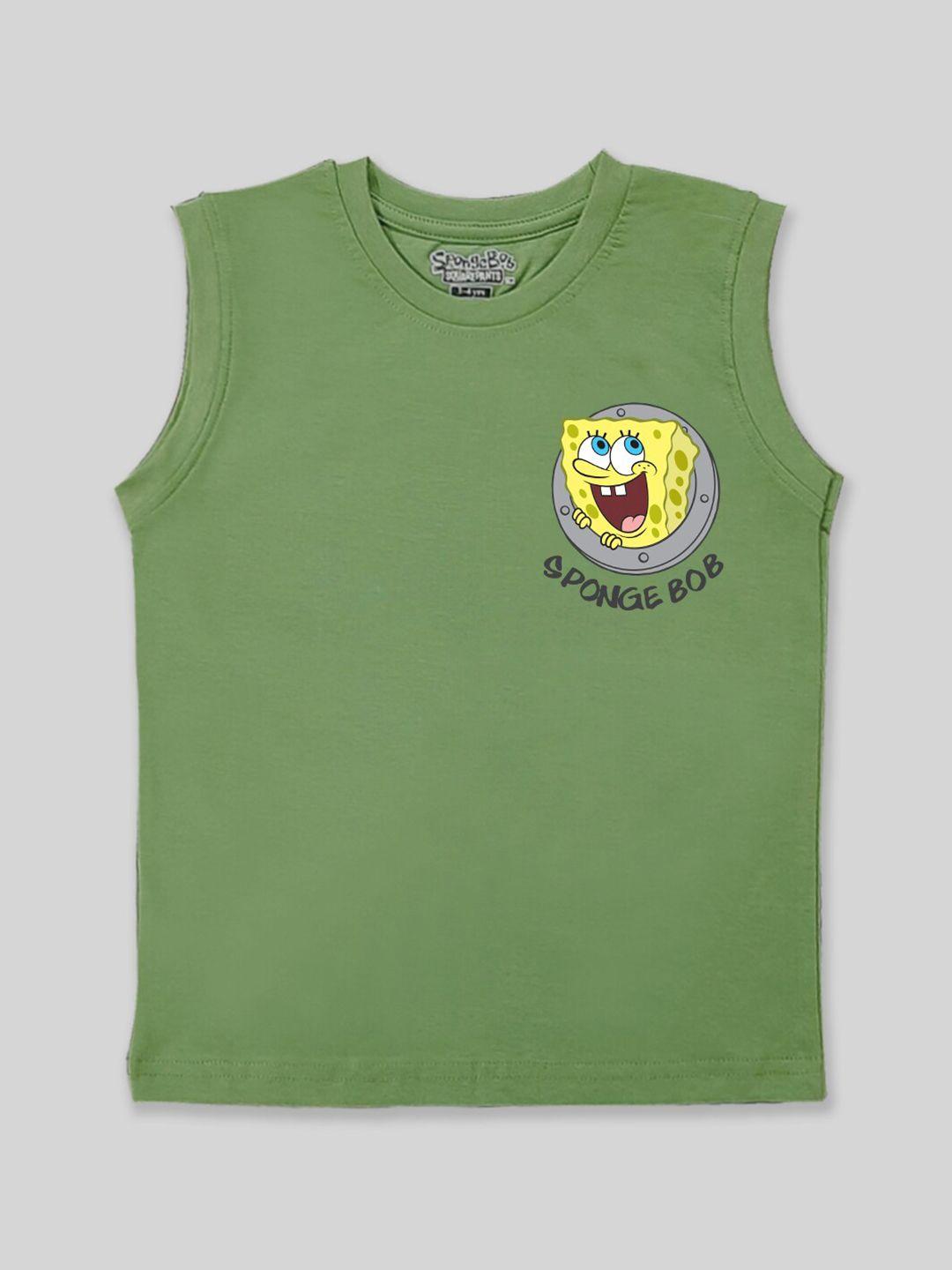 minute mirth boys sponge bob printed sleeveless pure cotton t-shirt