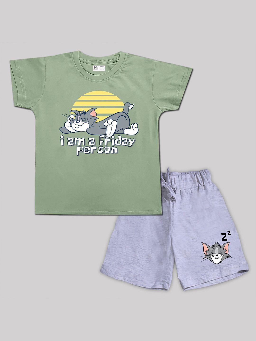 minute mirth boys tom printed pure cotton t-shirt with shorts