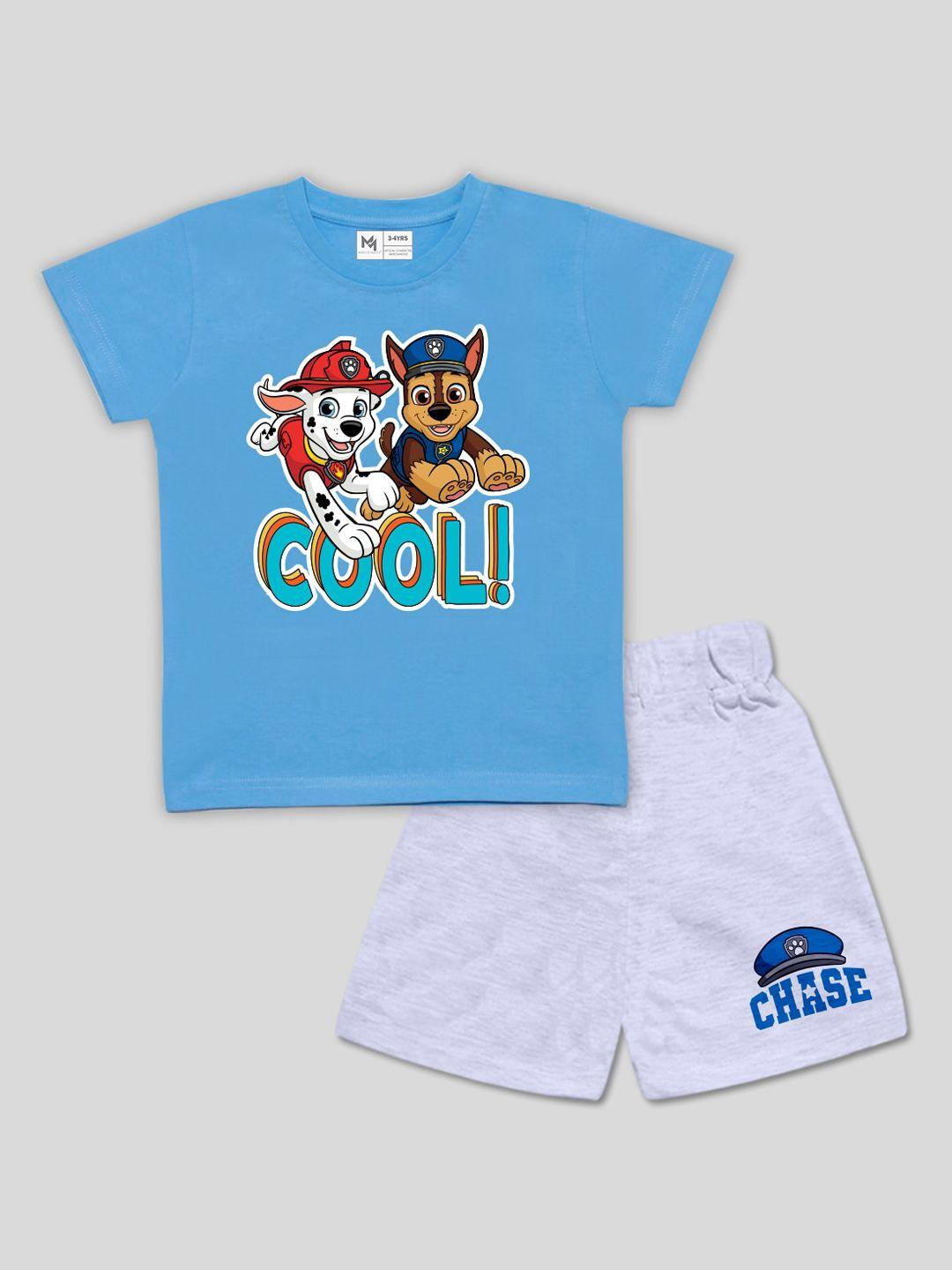 minute mirth infant boys paw patrol printed pure cotton t-shirt with shorts