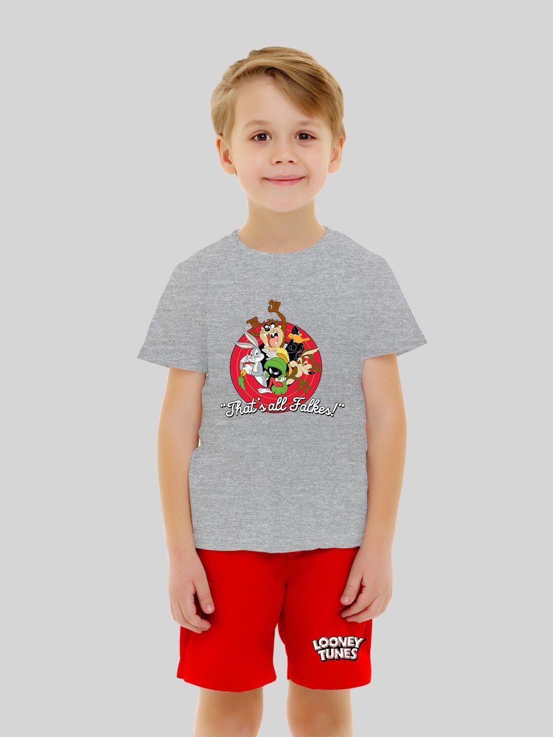 minute mirth infants boys looney tunes printed pure cotton t-shirt with shorts