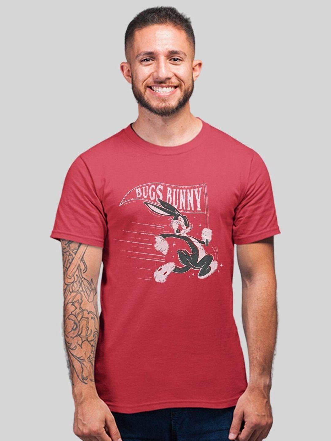 minute mirth round neck short sleeves looney tunes printed cotton t-shirt