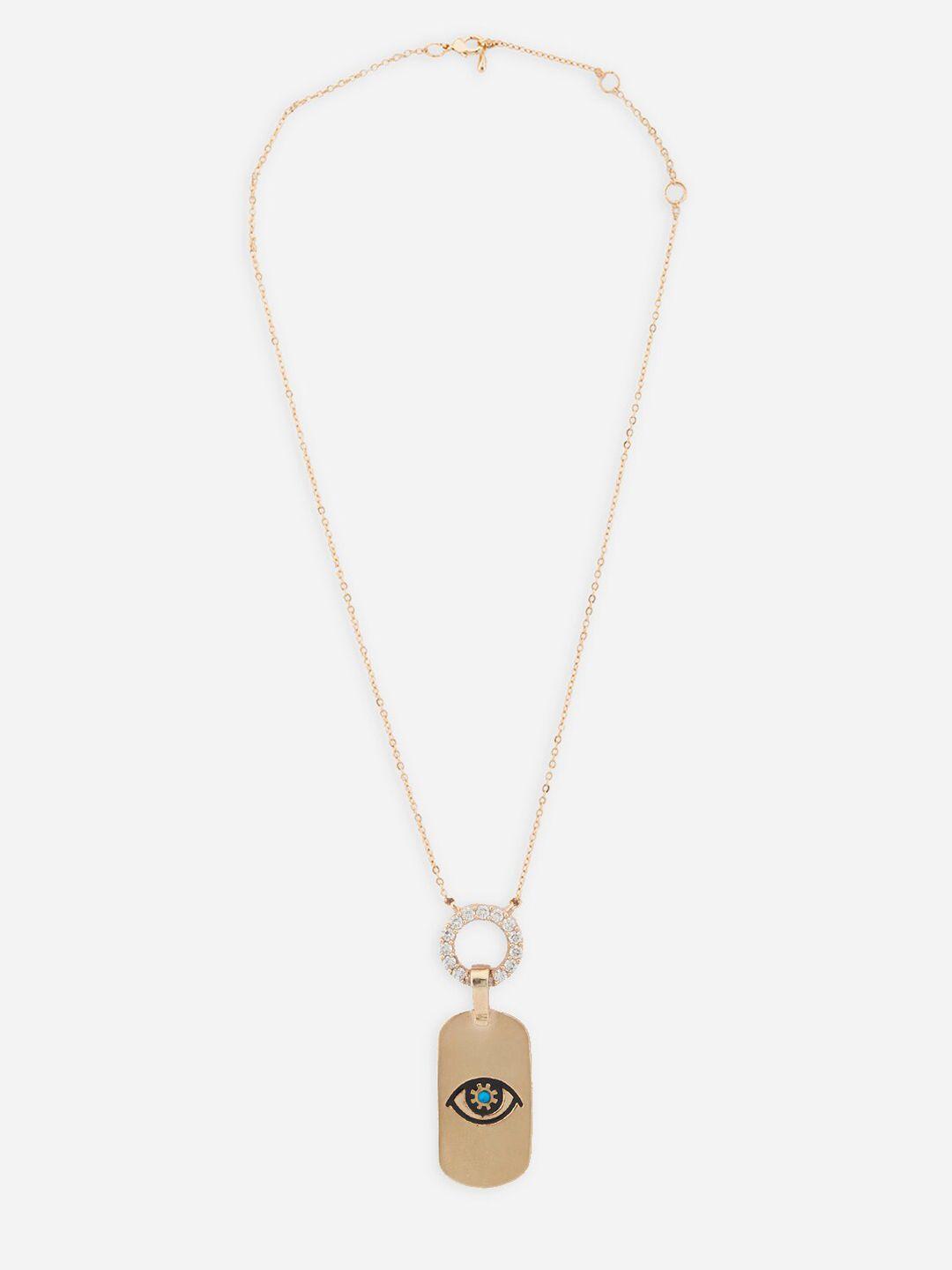 minutiae gold-plated  & white brass evil eye motif pendant necklace