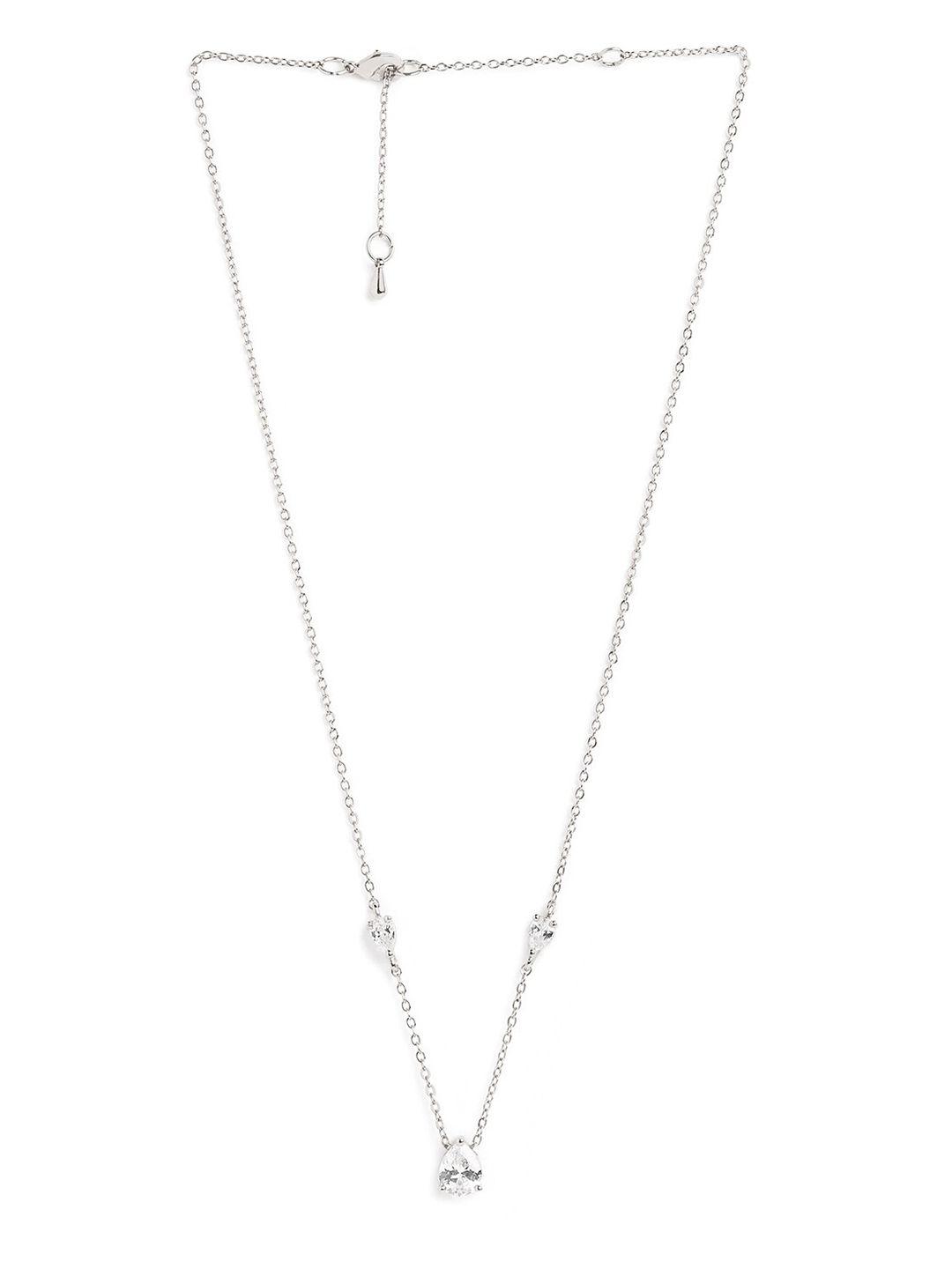 minutiae silver plated crystals studded necklace