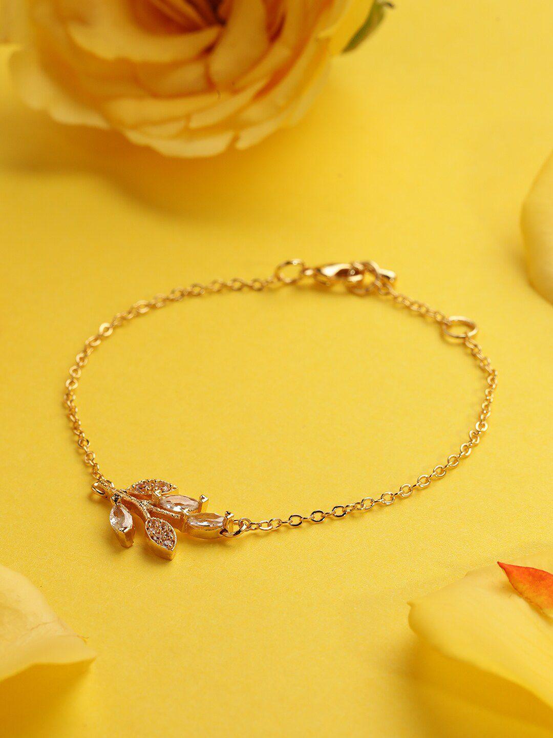 minutiae women gold-plated brass crystals marquise vine link bracelet
