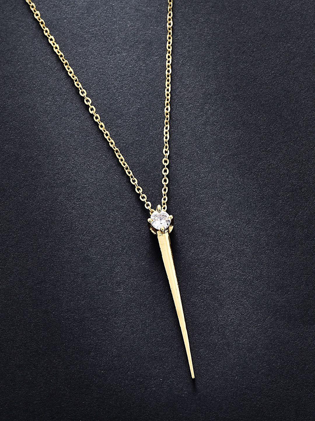 minutiae gold-plated & white crystal solitaire javeline pendant necklace