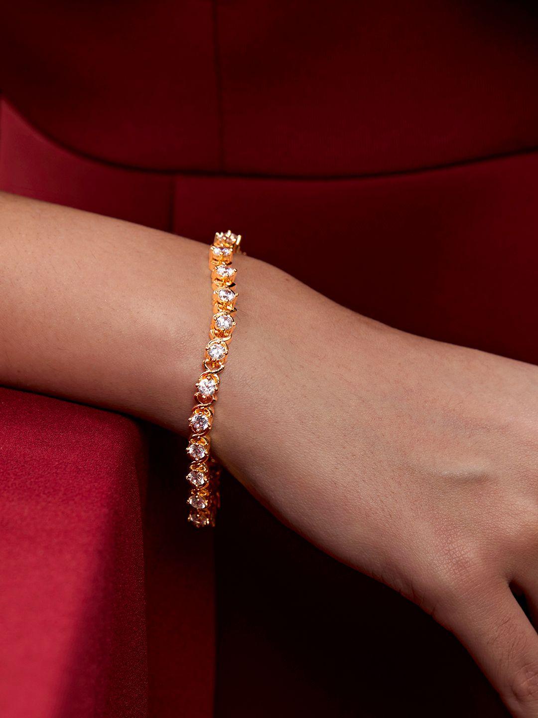 minutiae gold-plated crystals link bracelet