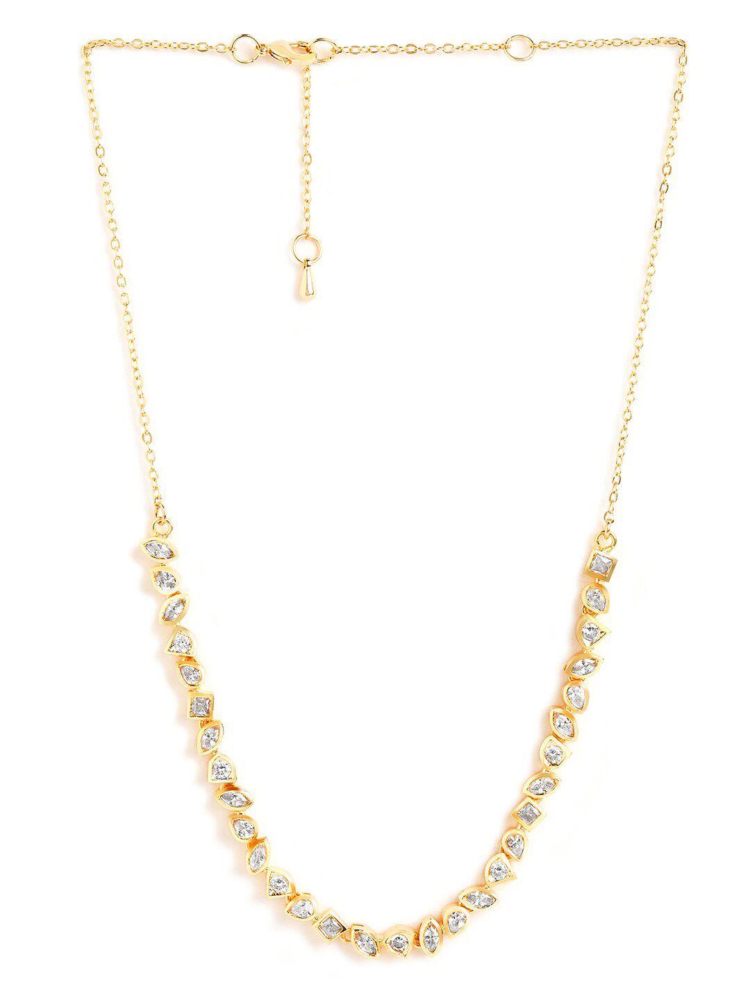 minutiae gold-plated crystals studded necklace