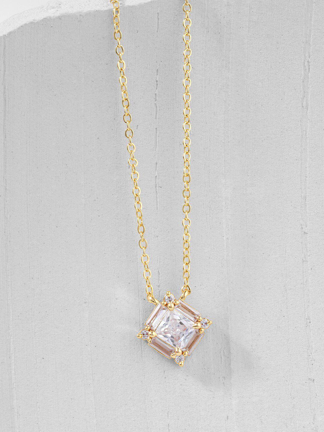 minutiae gold-plated princess solitaire pendant necklace