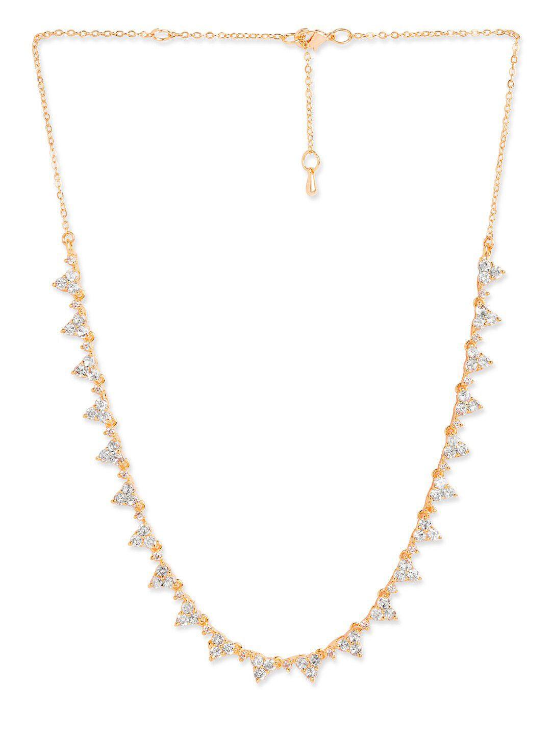 minutiae rose gold-plated artificial stones-studded necklace