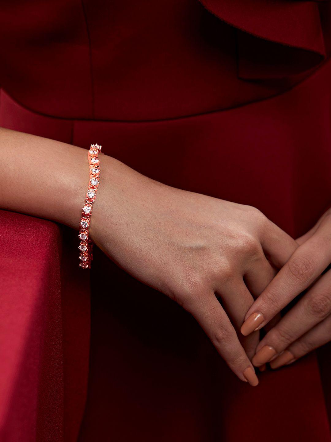 minutiae rose gold-plated crystals link bracelet