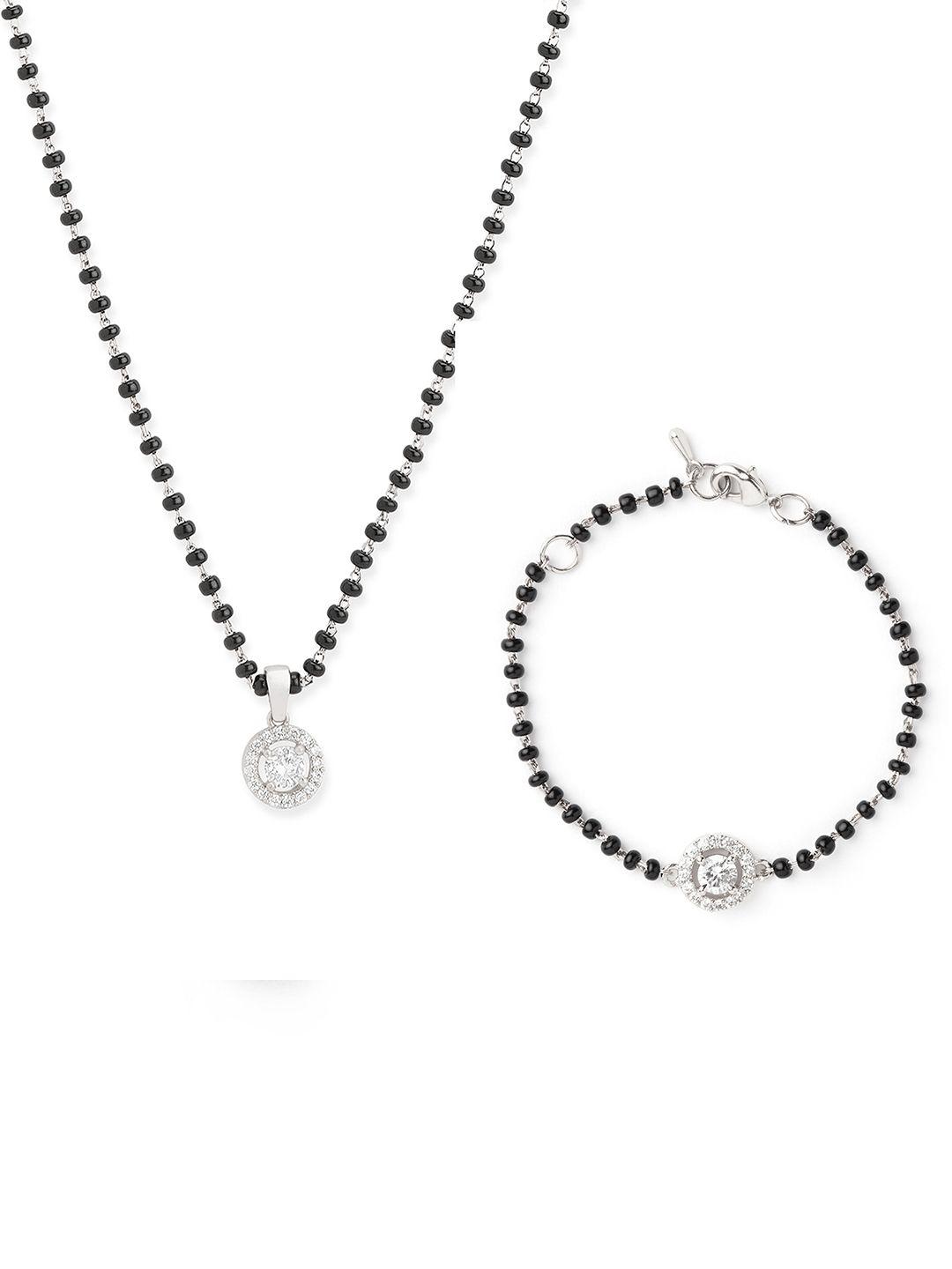 minutiae silver-plated crystal-studded & beaded jewellery set