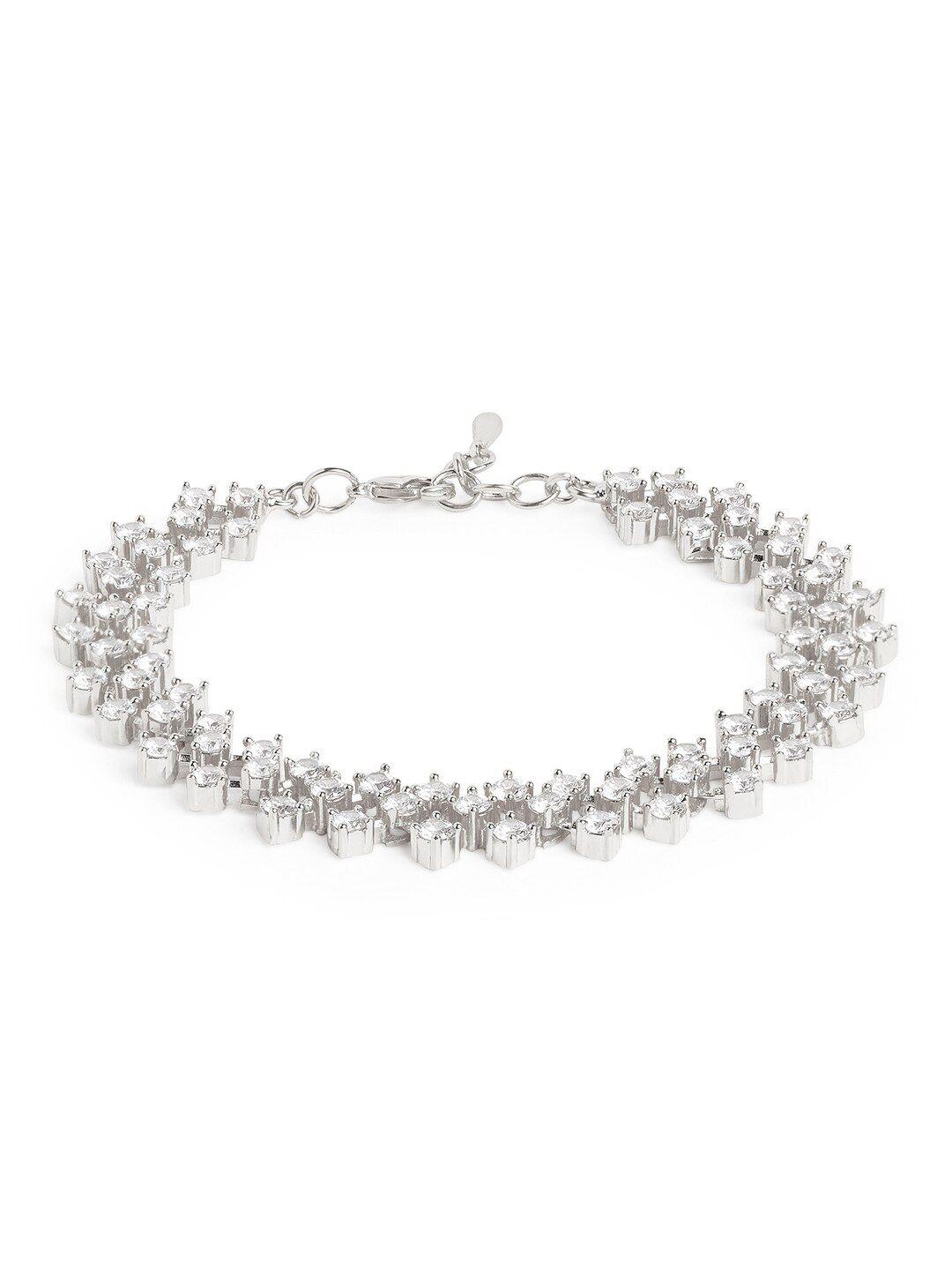 minutiae silver-plated crystals link bracelet