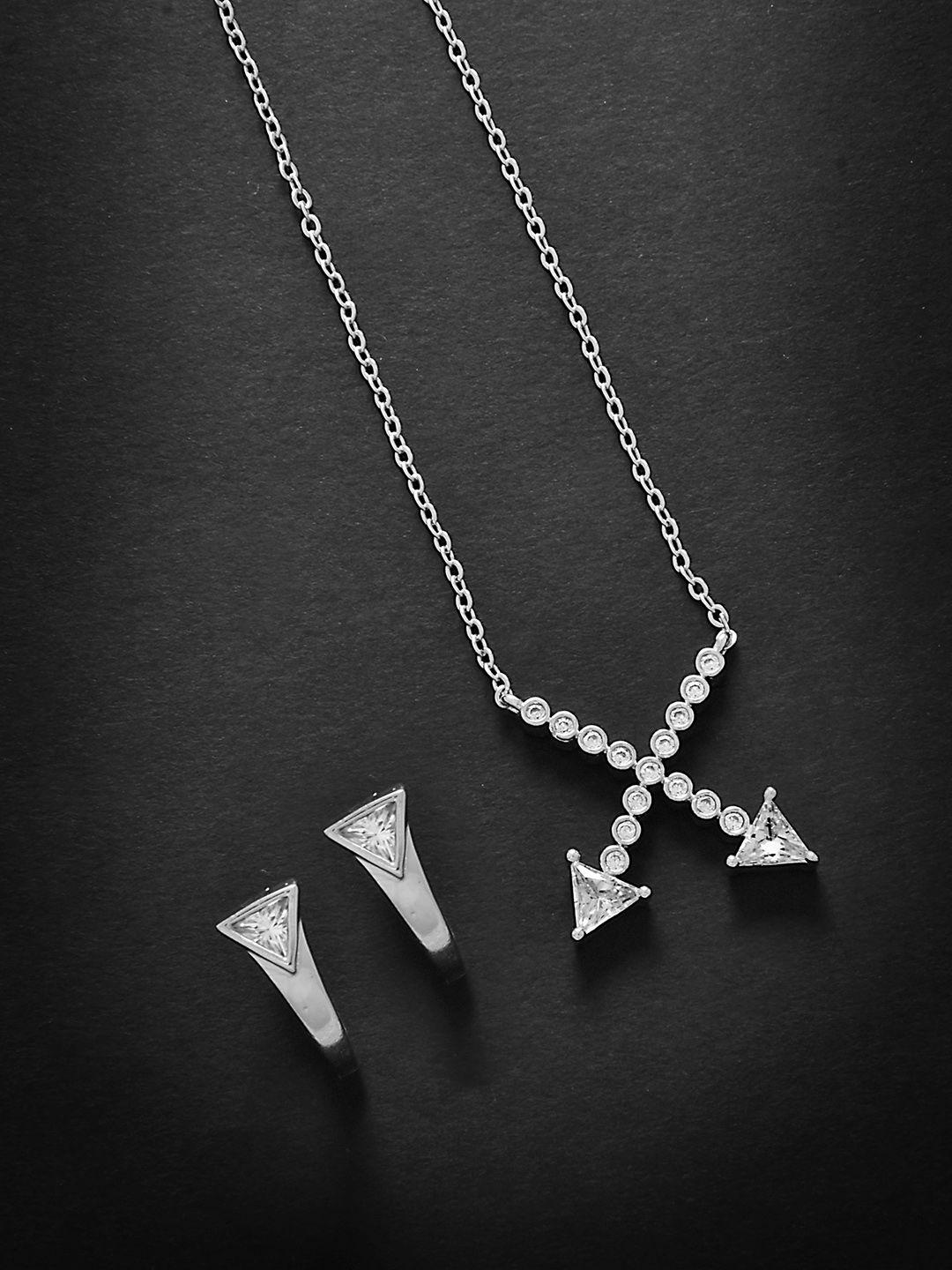 minutiae silver-plated stone-studded jewellery set