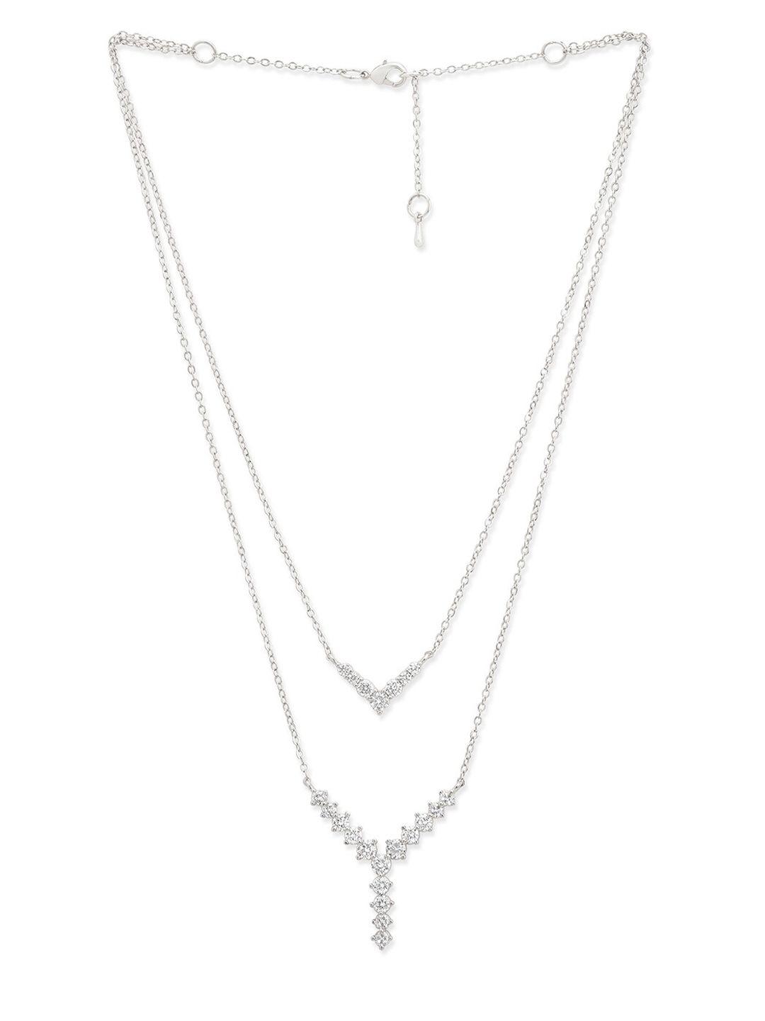 minutiae white brass rhodium-plated layered necklace