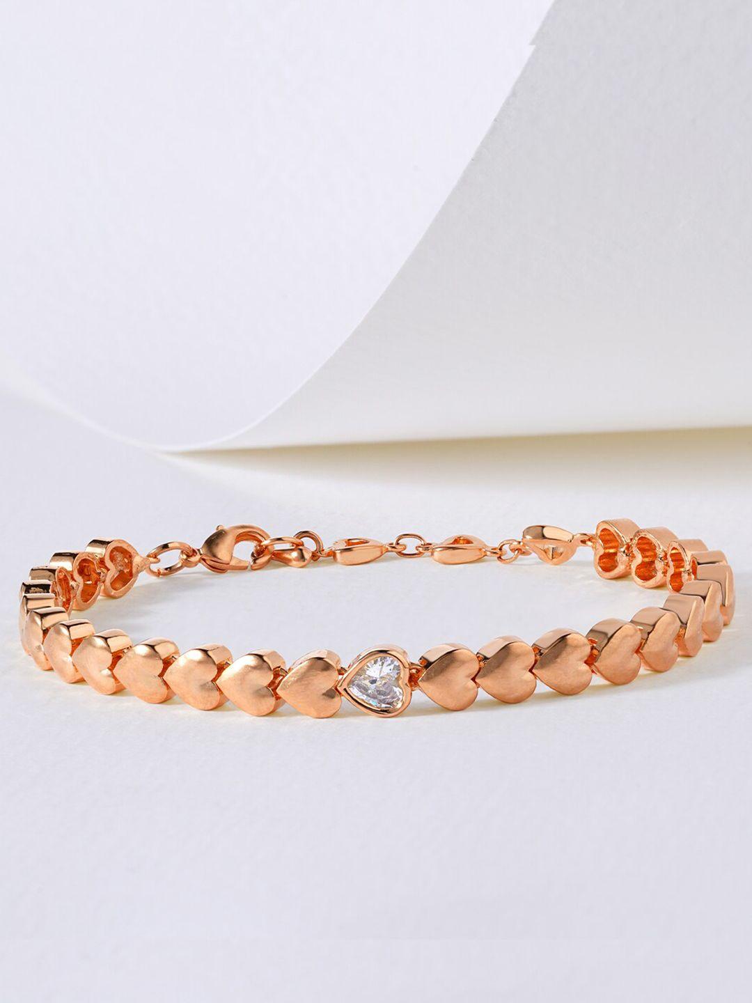 minutiae women rose gold plated & white brass crystals link bracelet