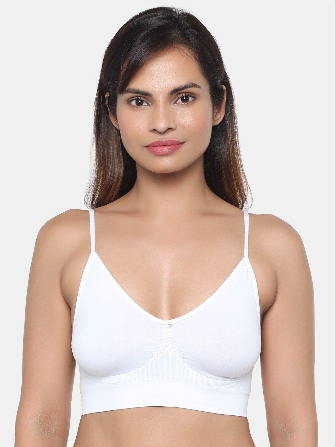 miorre white solid non-wired lightly padded beginners bra sl04-097699