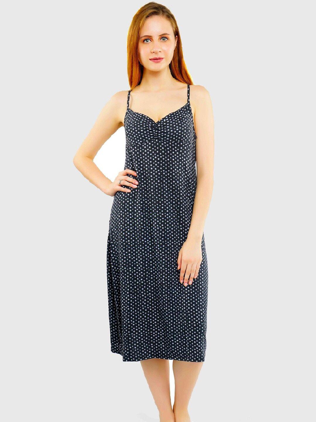 miorre women black printed nightdress