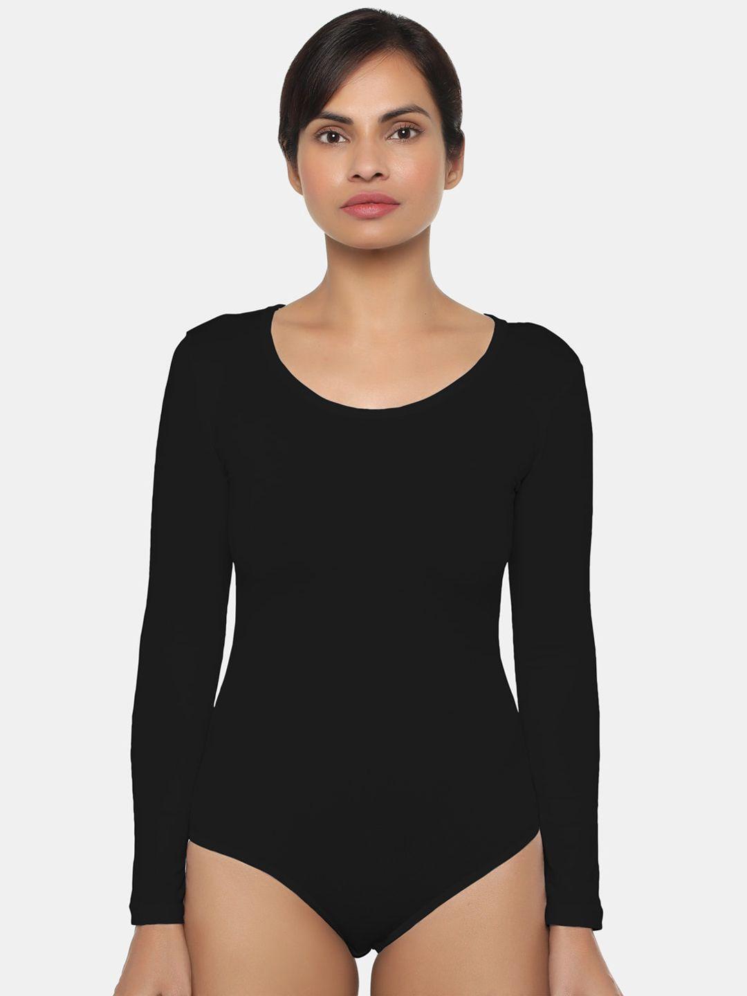 miorre women black solid bodysuit