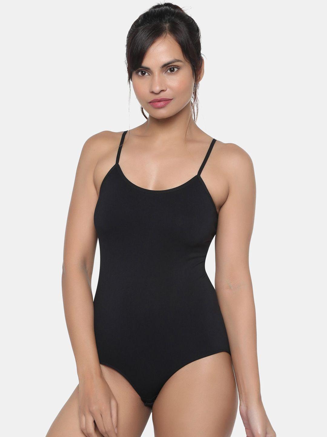 miorre women black solid seamless bodysuit