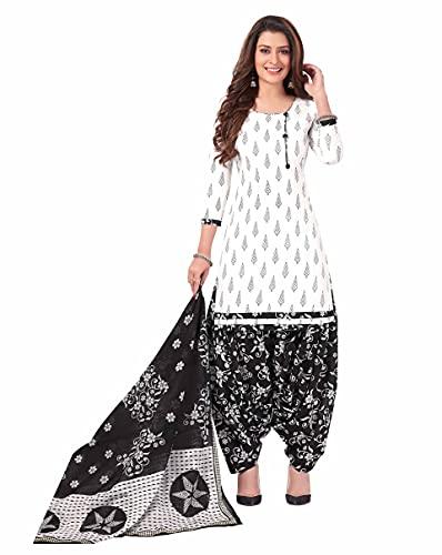 miraan cotton printed readymade salwar suit for women(bandcolor915xl, white, xl)