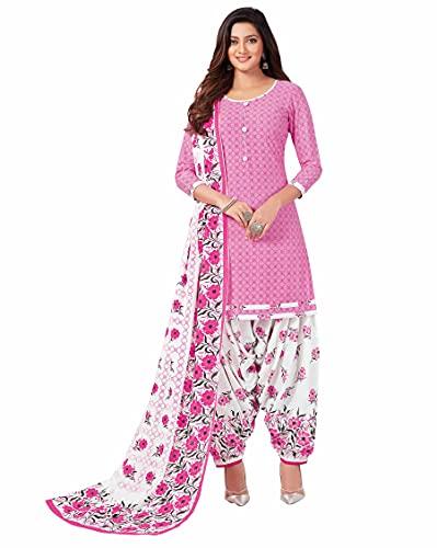 miraan cotton printed readymade salwar suit for women(bandcolor923xl, pink, xl)