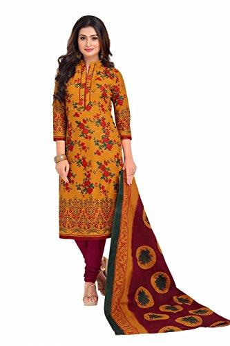 miraan cotton printed readymade salwar suit for women(miraanband1603xl, x-large, yellow)
