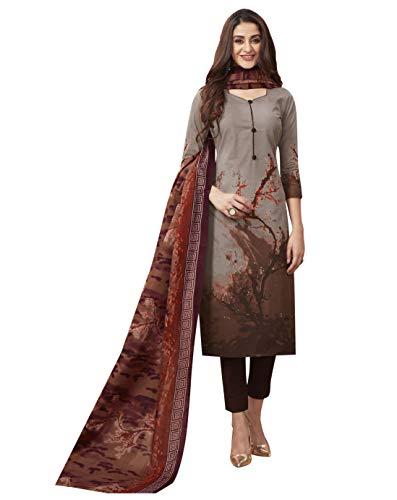 miraan cotton printed readymade salwar suit for women(miraanband1919l, large, brown)