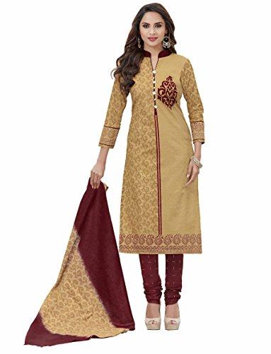 miraan cotton printed readymade salwar suit for women(miraansan8004s, small, beige)