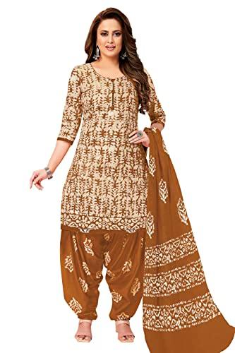miraan cotton printed readymade salwar suit for women (miraansanbat504xxl_brown_xx-large)