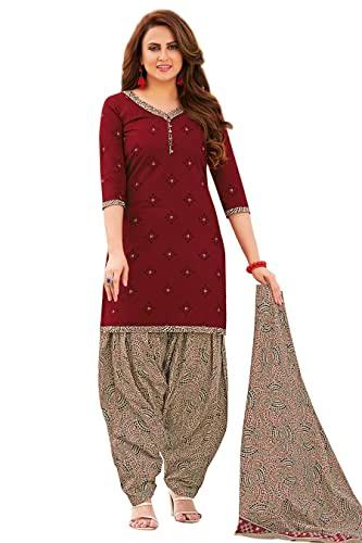 miraan unstitched cotton salwar suit printed material for women (sanran1767, maroon, free size)