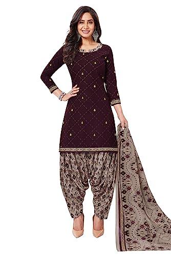 miraan unstitched printed cotton salwar suit material for women (bandcol1734, purple, free size)