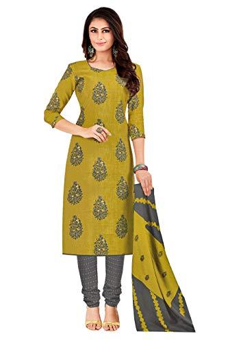 miraan women cotton unstitched dress material (san1430, yellow, free size)