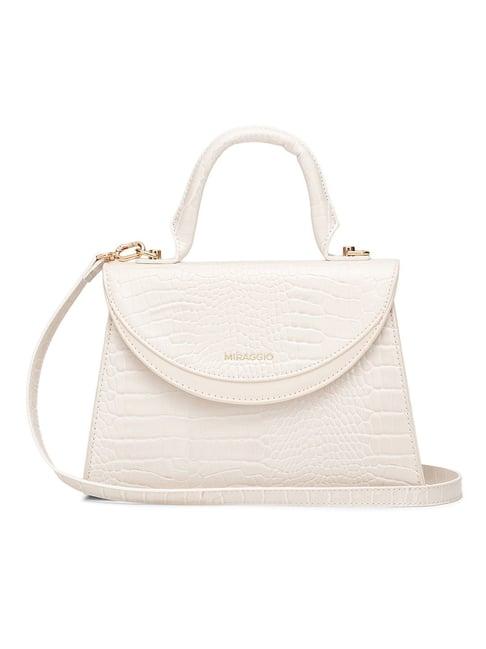 miraggio barbara cream medium animal effect satchel handbag