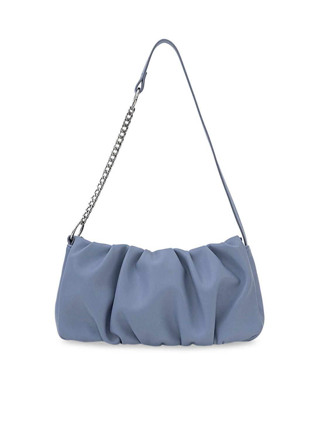 miraggio blue solid soft-gathered shoulder bag