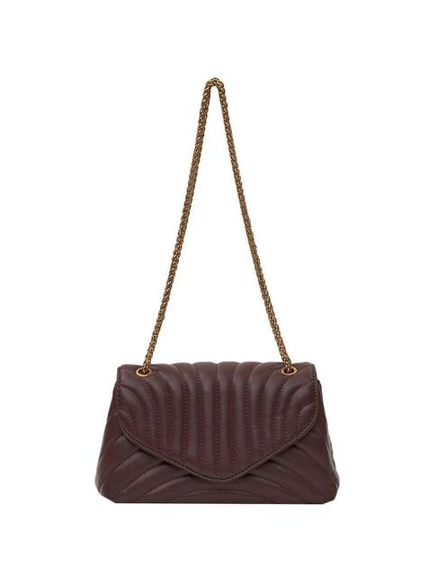 miraggio brown quilted medium shoulder bag