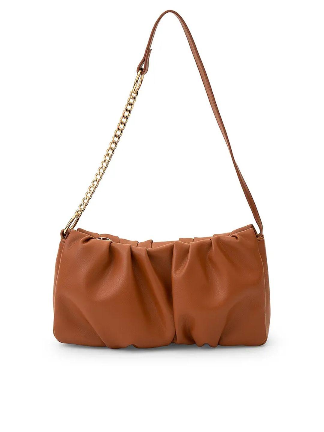miraggio brown solid soft-gathered shoulder bag