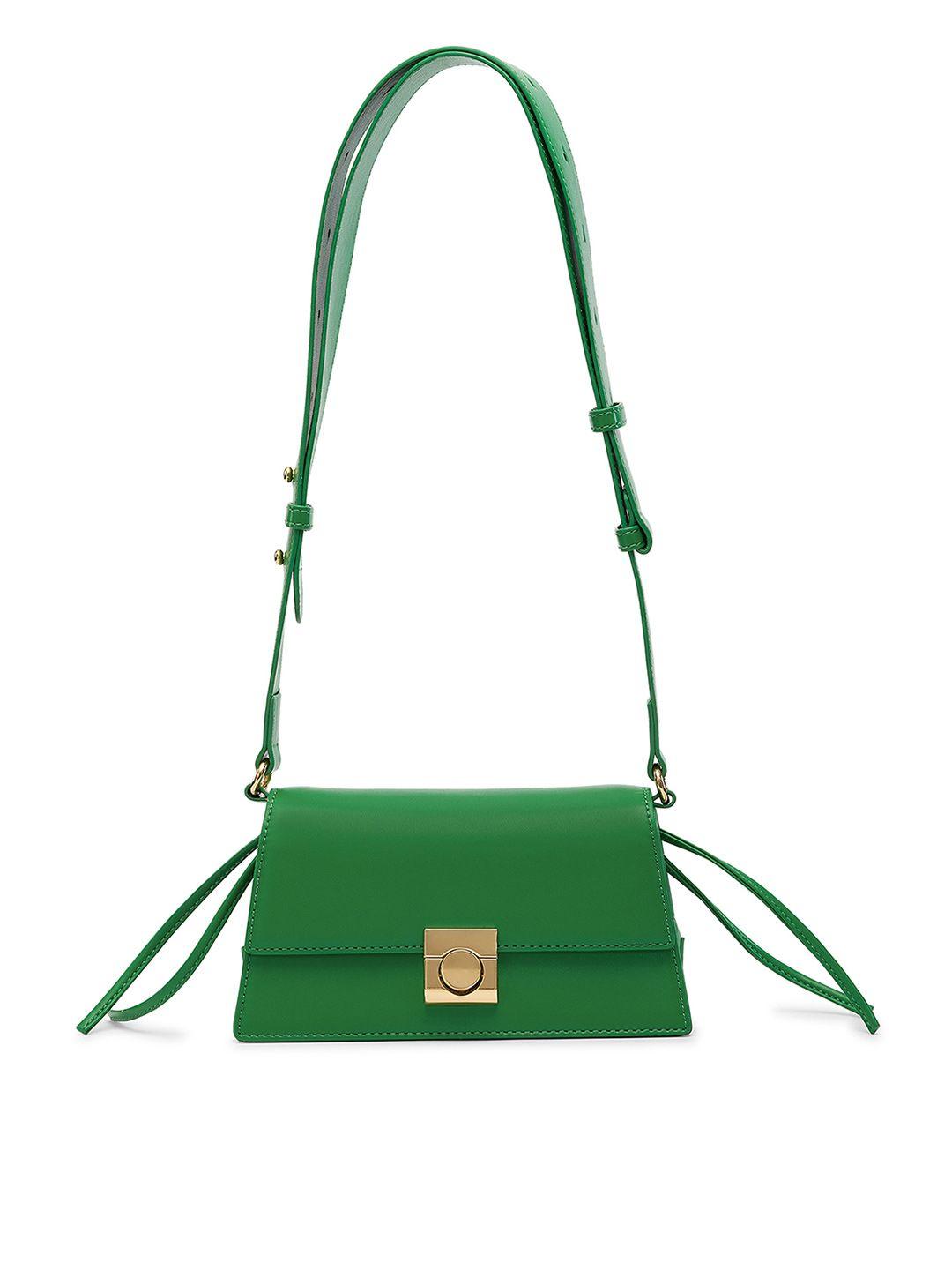 miraggio green solid crossbody bag with adjustable strap