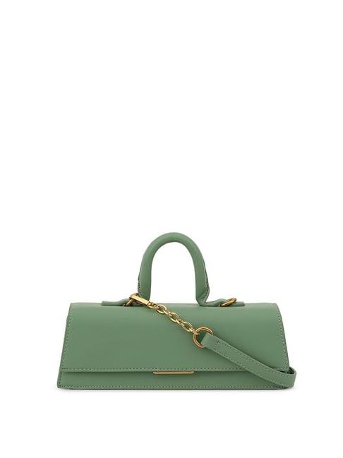 miraggio green solid medium sling bag