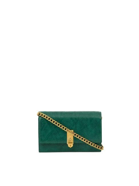 miraggio green textured small shoulder handbag