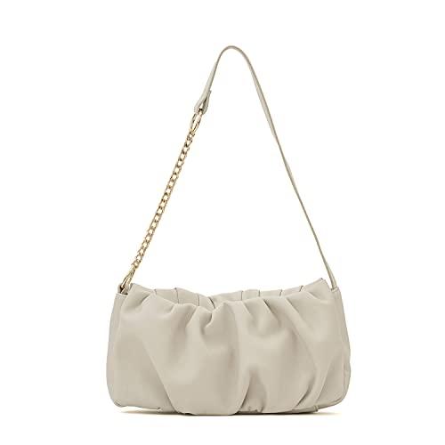 miraggio irene soft gathered women's shoulder handbag - cream