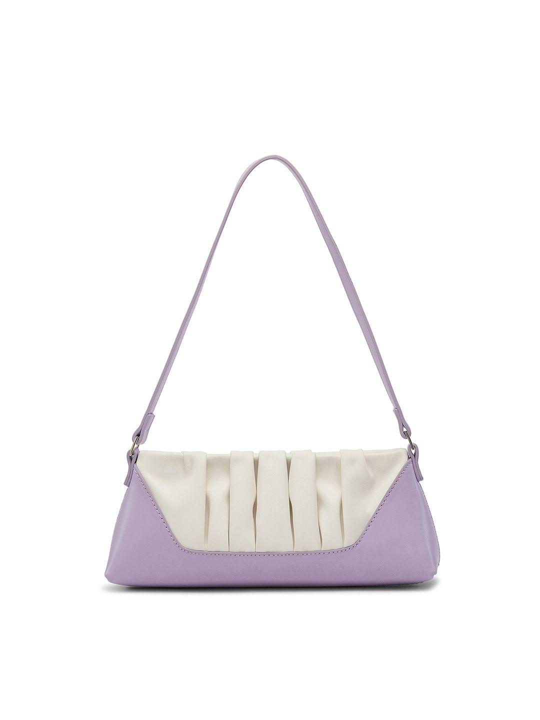 miraggio lavender faux leather structured hobo bag with tasselled